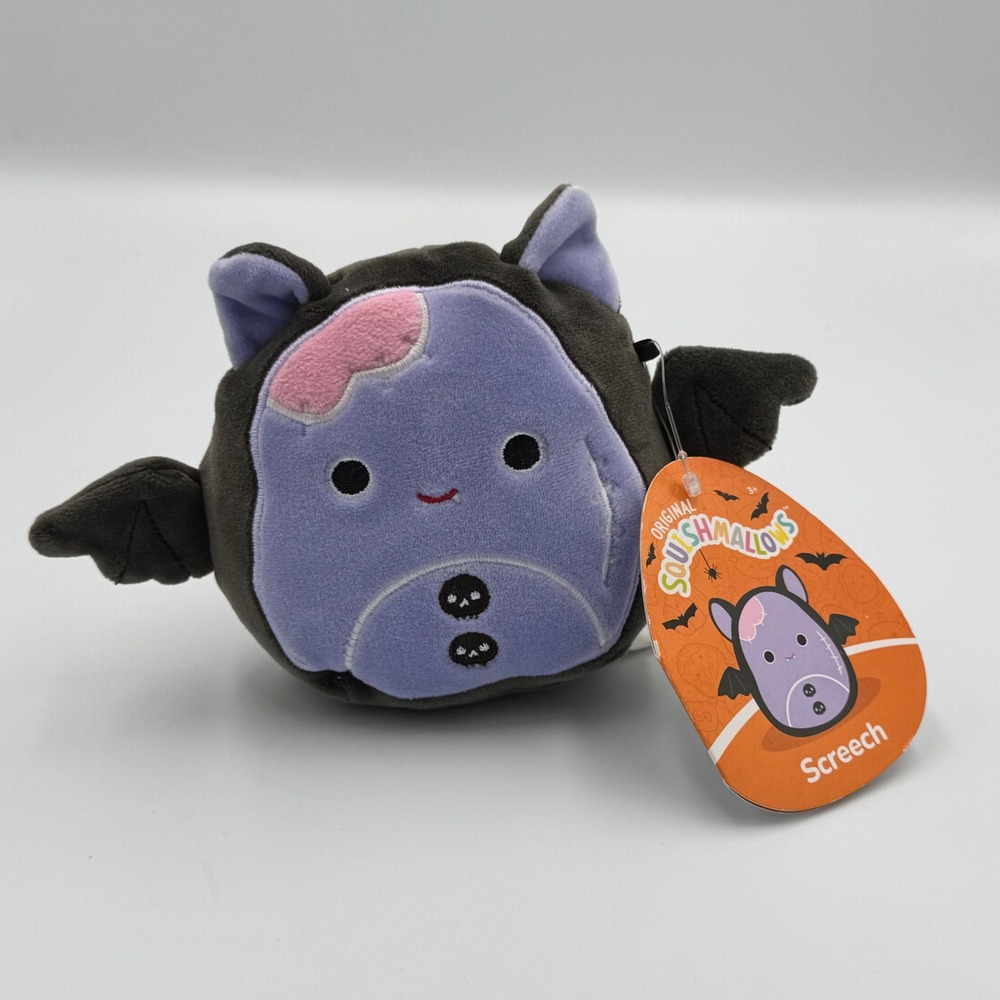 Squishmallows Screech Zombie Bat Halloween 5in Plush NWT Purple Grey